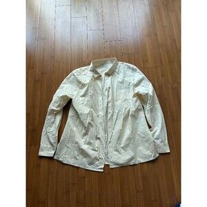 Rowan Off White Orange Cotton Button Up Shirt - Large